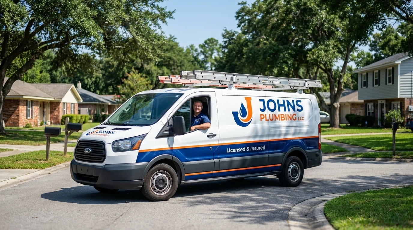 Johns Plumbing LLC service van in Succasunna, NJ