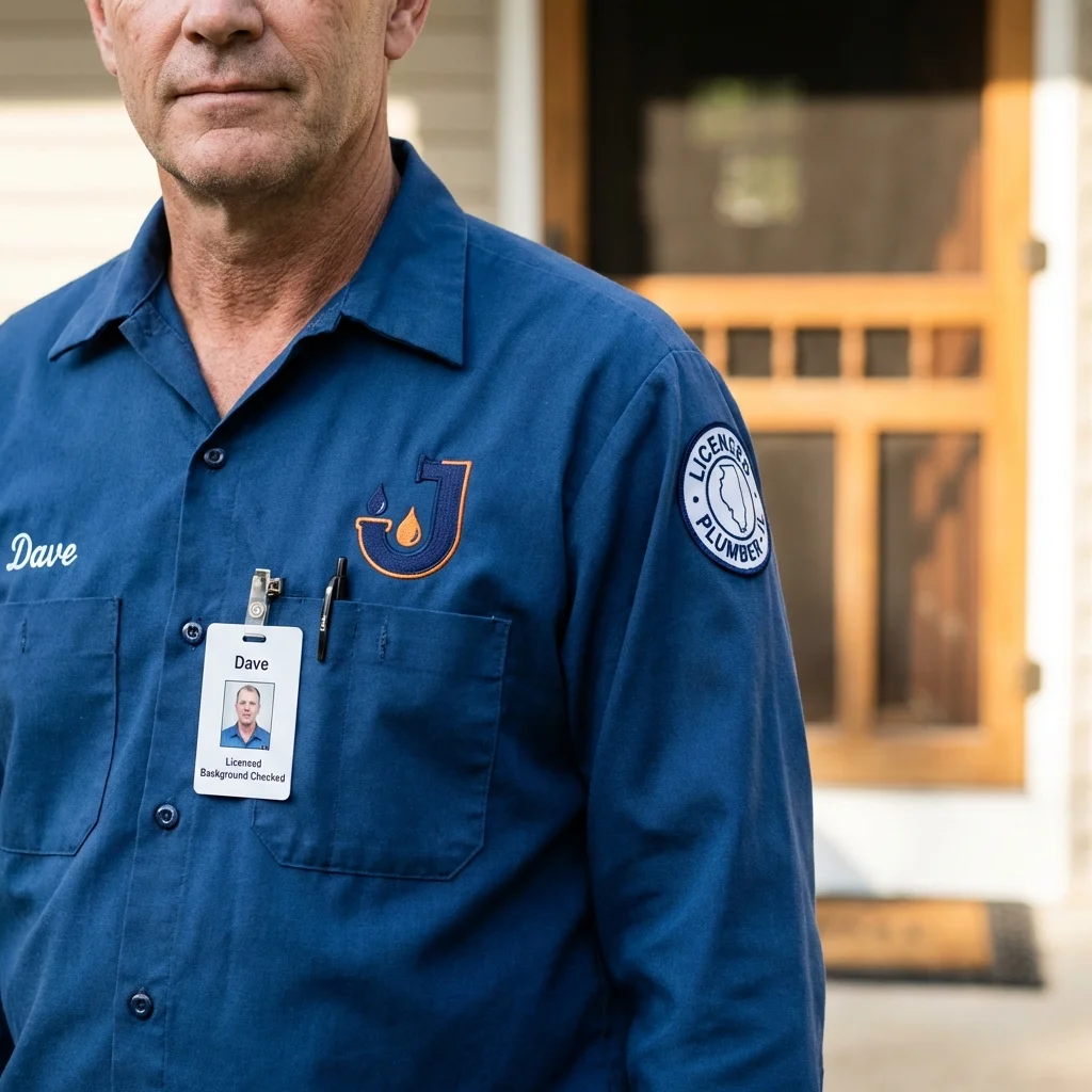 Licensed plumber showing ID badge in Succasunna, NJ