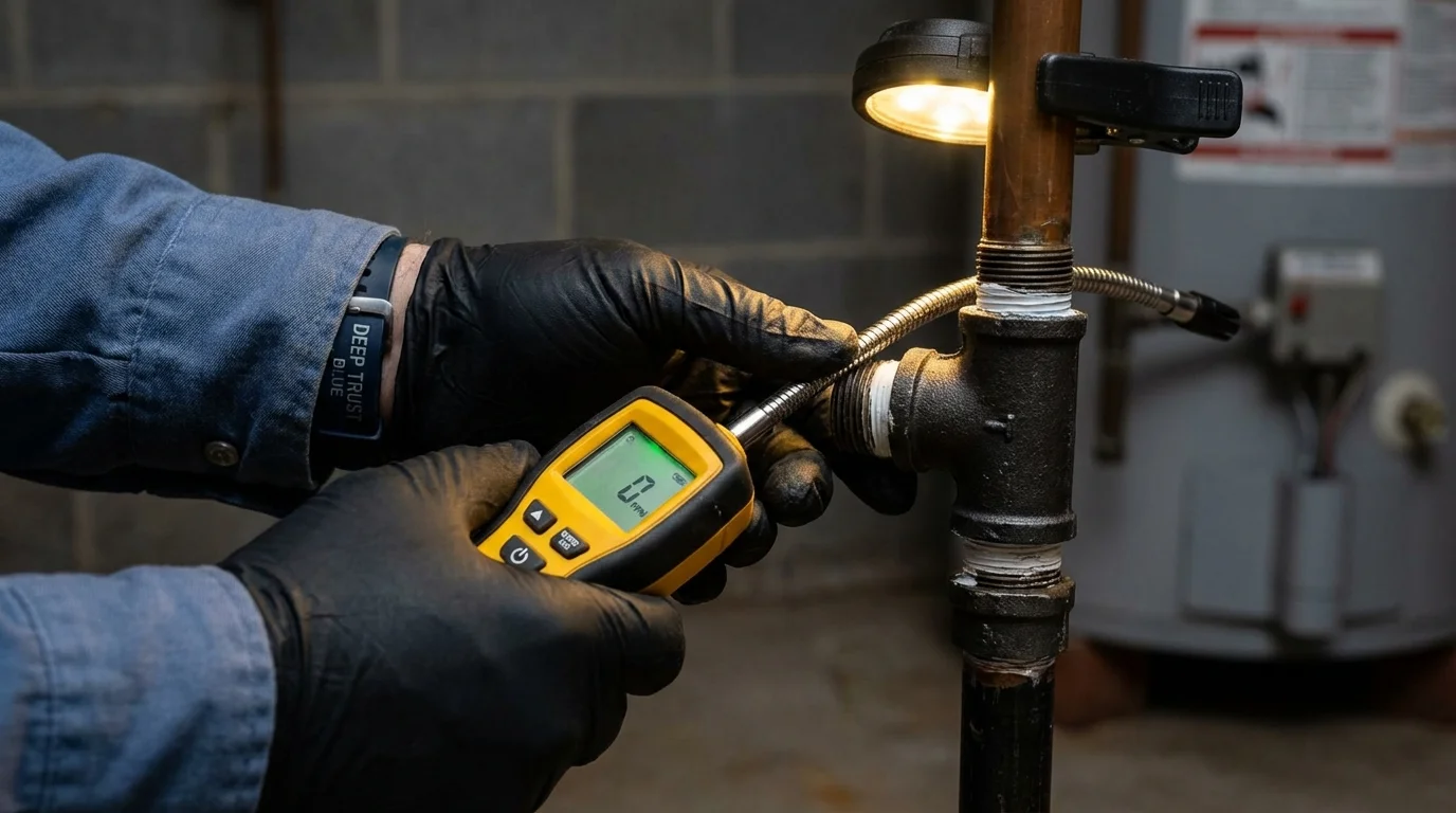 Gas leak detection with electronic sniffer by Johns Plumbing LLC in Succasunna