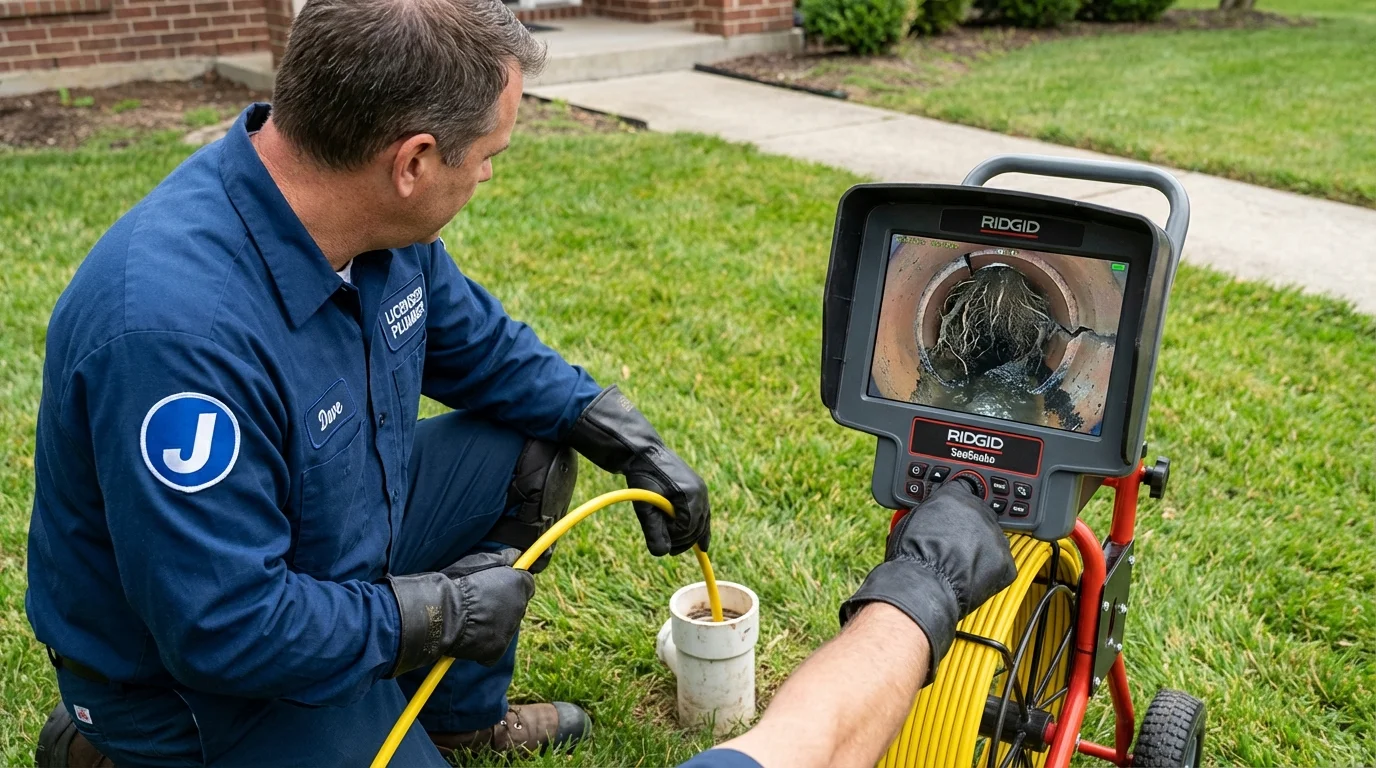 Sewer camera inspection being performed by Johns Plumbing LLC in Succasunna